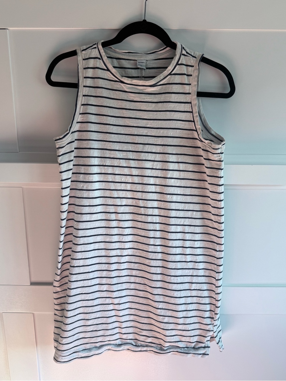 Old Navy White and Black Striped Sleeveless Tank Dress